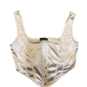 PrettyLittleThing Champagne Satin Corset Top